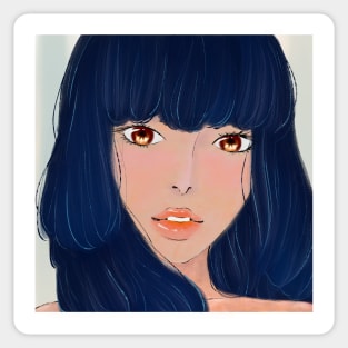 Illustration Girl Portrait Sticker